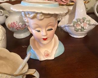 Ceramic lady vases!!!! Great for displaying your vintage hat pins!!!!