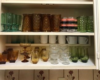 Tons of colored vintage glassware