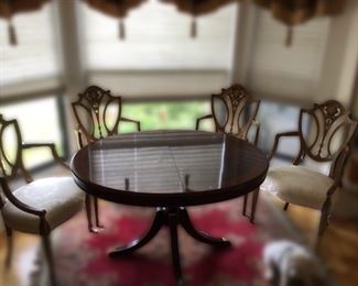 Vintage Duncan Phyfe Mahogany Dining Table with tailored cover protectors