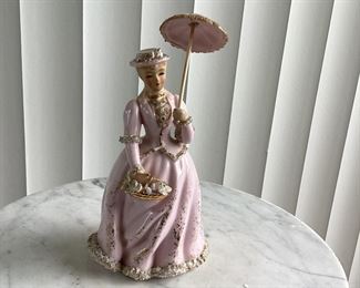 Vintage Pink Lady with Parasol