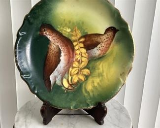 Vintage, French Limoges Game Plate, Hand Painted
