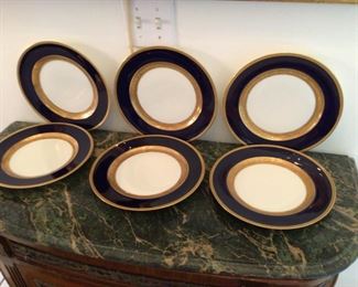Set of Six Rosenthal Cobalt Blue and Gold Vintage Dinner Plates