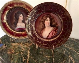 Royal Vienna Hand Painted Portrait Plates, Beehive/Shield Makers Mark 