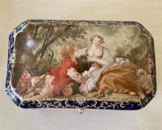 Top, French Sèvres Style Painted Porcelain & Gilt Brass Box