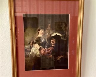 Rembrandt 'Rembrandt and Saskia in the Parable of the Prodigal Son' Framed Vintage Print