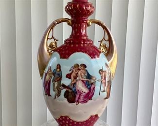 Vintage Royal Vienna Hand Painted Urn, Beehive/Shield Makers Mark 