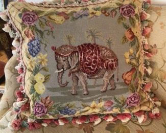 Large Needlepoint Throw Pillow with Tassels