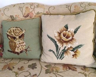Vintage Needlepoint Throw Pillows