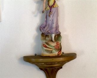 Pair Scheibe Alsbach German Bisque Porcelain Figurines - Statues are permanently glued to shelf