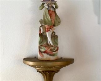 Pair Scheibe Alsbach German Bisque Porcelain Figurines, - Statues are permanently glued to shelf