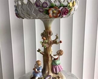 Vintage German Schierholz Hand Painted Porcelain Compote 