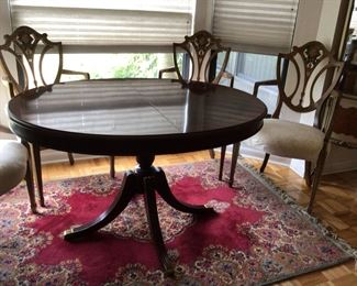 Vintage Duncan Phyfe Mahogany Dining Table with tailored cover protectors