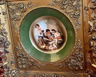 Old Bavarian Plate in Ornate Gilt Frame