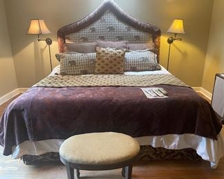 PRE SELLING THIS AMAZING KING SIZE BED WITH SLEEP NUMBER MATTRESS. The headboard is upholstered and trimmed with velour, bedding is included!  $545.00 Call me to pick up on Lewisburg!