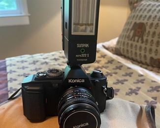 Konica FS-1 camera with case and accessories
