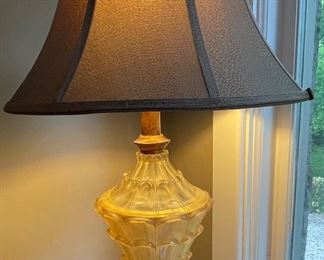 This is an amazing  vintage glass table lamp with marble base