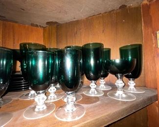 Lenox Holiday Emerald green, glasses