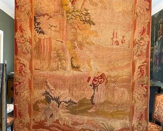 ANTIQUE AUBASSON RUG/TAPESTRY with hardware, this piece of art measures 77" High x 52" wide