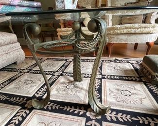 Nice cast iron coffee table with glass top