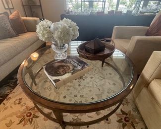 Round glass coffee table