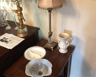 End table - 2 of these, Fenton, lamp