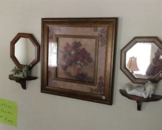 Picture, mirrors, small shelves
