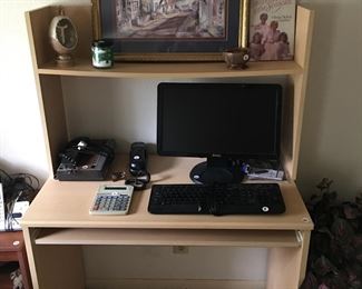 Computer desk, monitor