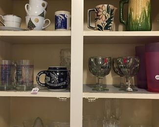 Glassware, Morton's salt, beer goblets