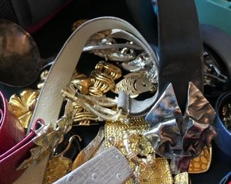 Mimi Di belts and buckles waiting to be sorted.