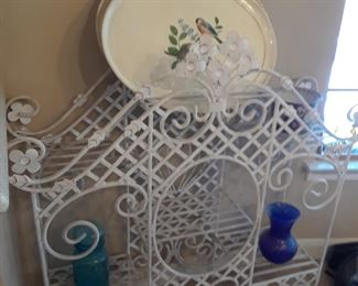 White metal plant stand
