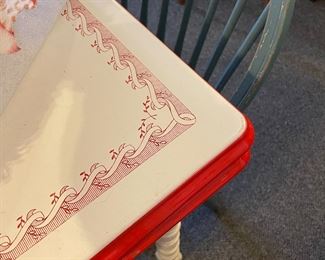 Nice red and white enameled table top! $195