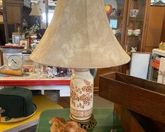 Brown Transferware lamp $30