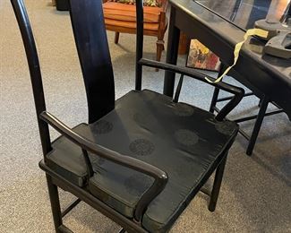Black lacquer master chair w/silk fabric