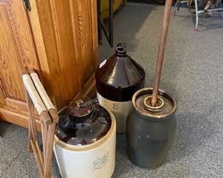 Crocks and butter churn 