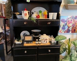 Black open shelving cabinet $165
