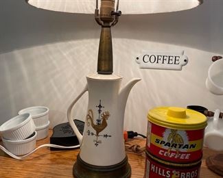 Cute coffee lamp with burlap shade $25