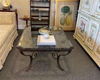 Trumpet lily cast and glass coffee table $250