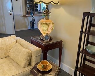 Carl Falkenstein lamps! In great condition always kept shade in plastic $295 for the pair. Ethan Allen candle table $30