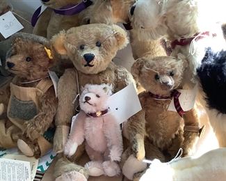 Some of the hundred plus collectible bears and animals including artist bears, Stieff, Knickenbacher, Canterbury, and more. 