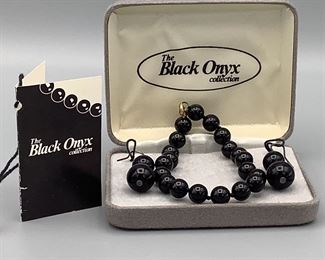 Vintage Onyx Bracelet And Earring Set