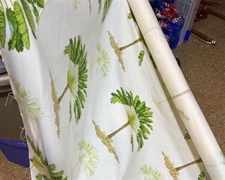 Bolts of fabric including this Palm tree design 