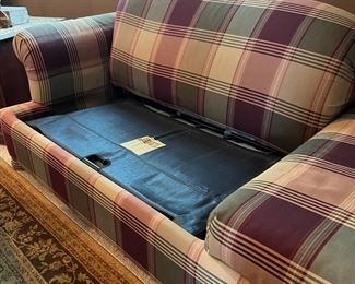 Unique Sofa bed chaise lounge. Twin size bed & storage on end. 