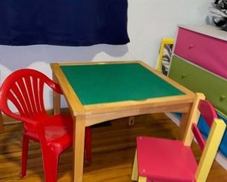 Child Lego table with two chairs 19 x 24 x 24