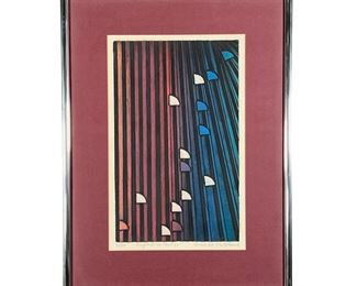 HARRIET FEBLAND (20TH/21ST CENTURY) | Haystacks 80 Indigo
Ed. 20/25, pencil signed lower right, titled lower margin
Colorful geometric abstract composition - w. 15.5 x h. 21 in (frame)