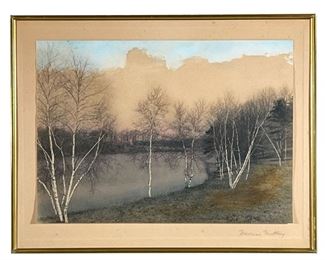 WALLACE NUTTING (1861-1941) | Birch Trees
Color print
Pencil signed lower right
Float mounted - 13.5 x 9.5 in. (sight). -  w. 24 x h. 20.5 in (frame)