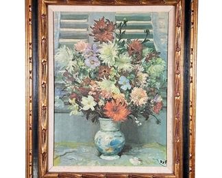 MARCEL DYF (1899-1985), GICLEE | A reproduction print on canvas of a still life with flowers in a vase; housed in a nicely carved frame. - w. 26 x h. 33 in (frame)
