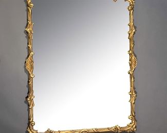 GILT SCROLLWORK MIRROR | Wall mirror with gilt scrollwork wood frame. - l. 32 x w. 42 in
