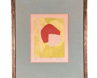 BERTRAND DORNY (1931-2015) | Ana
Yellow and red woodblock print
Ed. 8/30, pencil signed, numbered, and titled lower margin. - w. 12.5 x h. 14.5 in (frame)