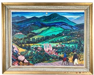 CARL PAPPE (MEXICAN, 1900-1998) | Carl Lewis Pappe (1900-1998)
Figures in a mountain village
Oil on Masonite
Signed lower left and dated 1951
30 x 23 in. (board). - w. 36.5 x h. 29 in (frame)