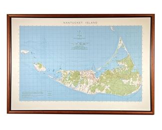 NANTUCKET ISLAND. | Late 20th-century printing map of Nantucket Island, in a wood frame
This map compiled from maps in the U.S. Geological Survey 7.5 Minute Series (topographic). - w. 37.5 x h. 25.5 in (frame)
